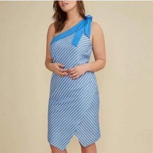 LANE BRYANT One Shoulder Blue & White Striped Dress NWT (14)